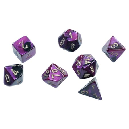 Time2Play Cube Mini Gemini Dice, Black-Purple & Gold - Set of 7 TI3301238